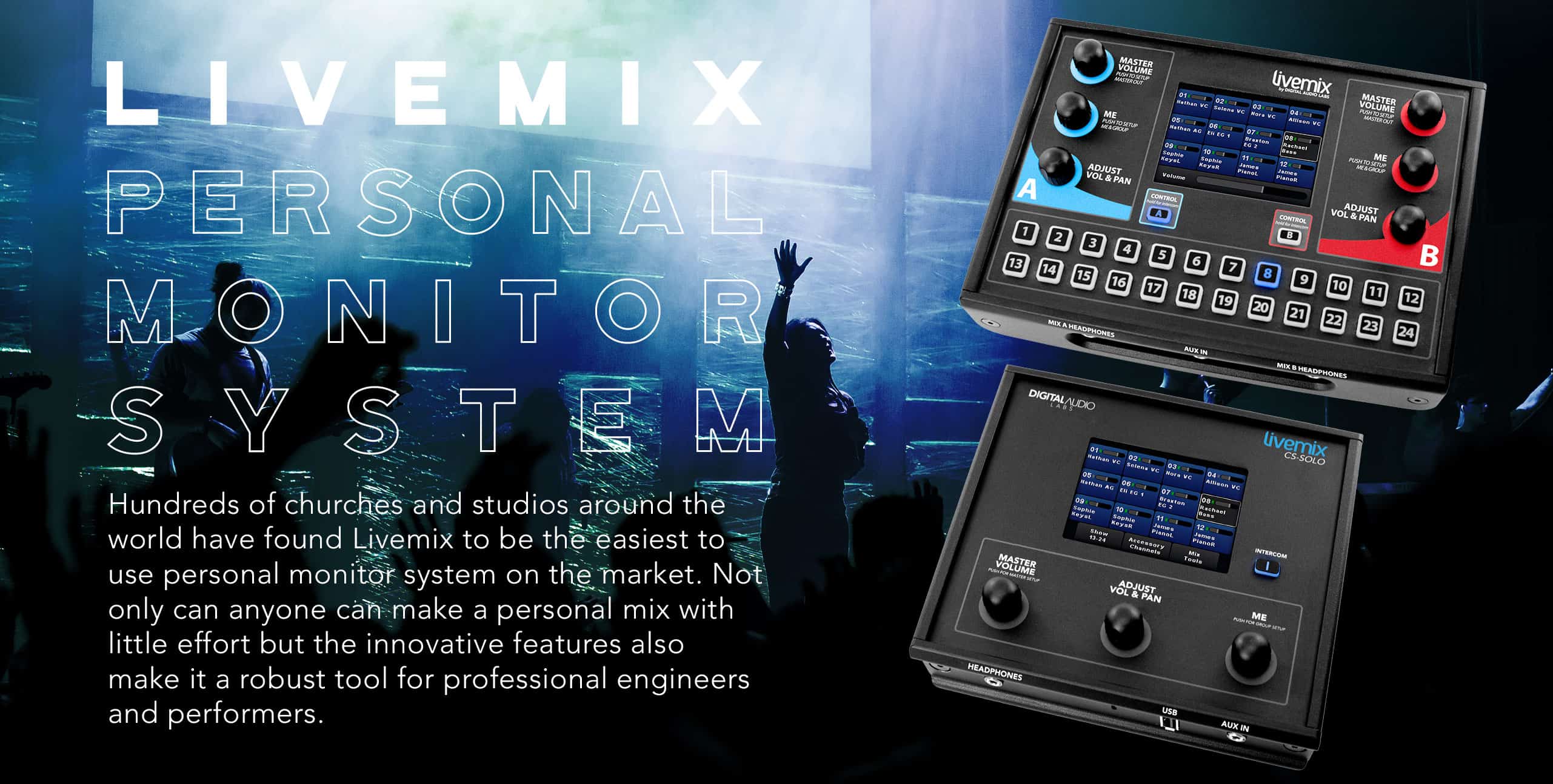 Livemix Personal Monitor System - The easy to use personal mixers for church and studio